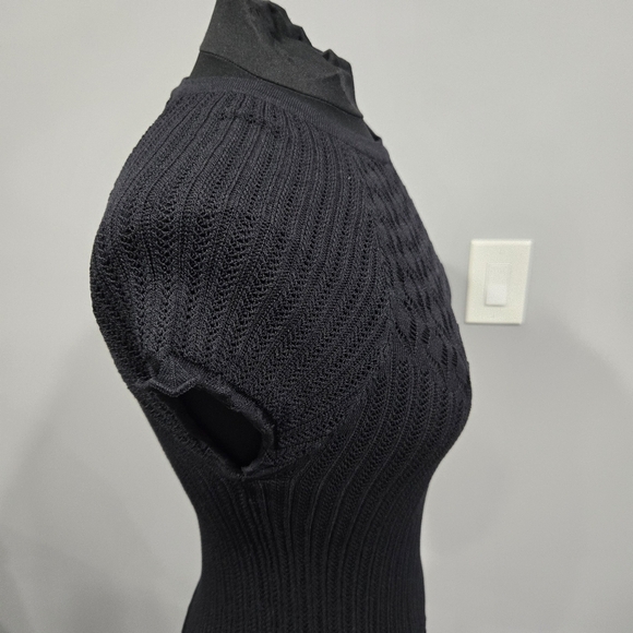 Zara Black Cap Sleeve Stretch Knit Sweater! Size Medium - Picture 7 of 10